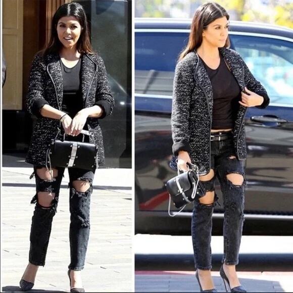 One Teaspoon | NWT Trashed FreeBirds Low Waist Black Distressed Zipper Jeans - Picture 4 of 14